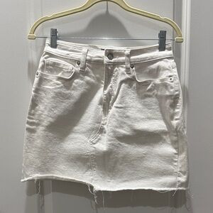 Banana Republic Factory White Denim Mini Skirt with Raw Hem